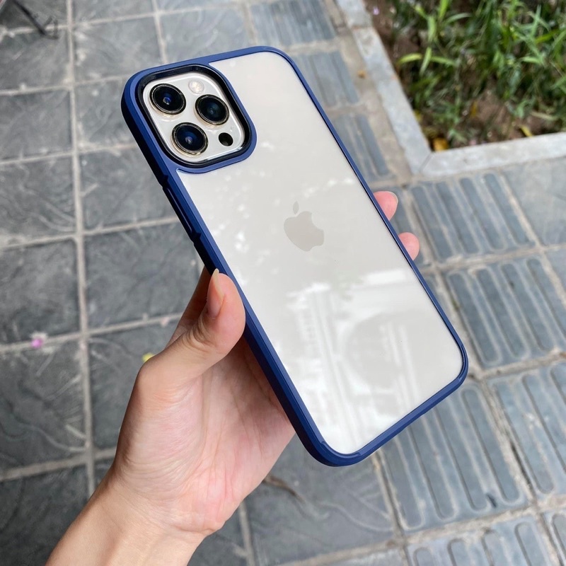 Ốp lưng Kính X-Level trong suốt, Nhám viền màu cho iPhone 13, 13 Pro, 13 Pro Max ôm máy không ố màu