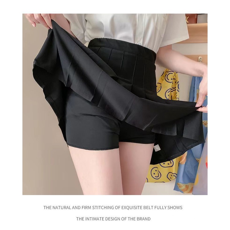 Chân Váy Ngắn Màu Đen Lưng Cao Thiết Kế Xếp Ly Cỡ Lớn Thời Trang Trẻ Trung Cho Nữ
