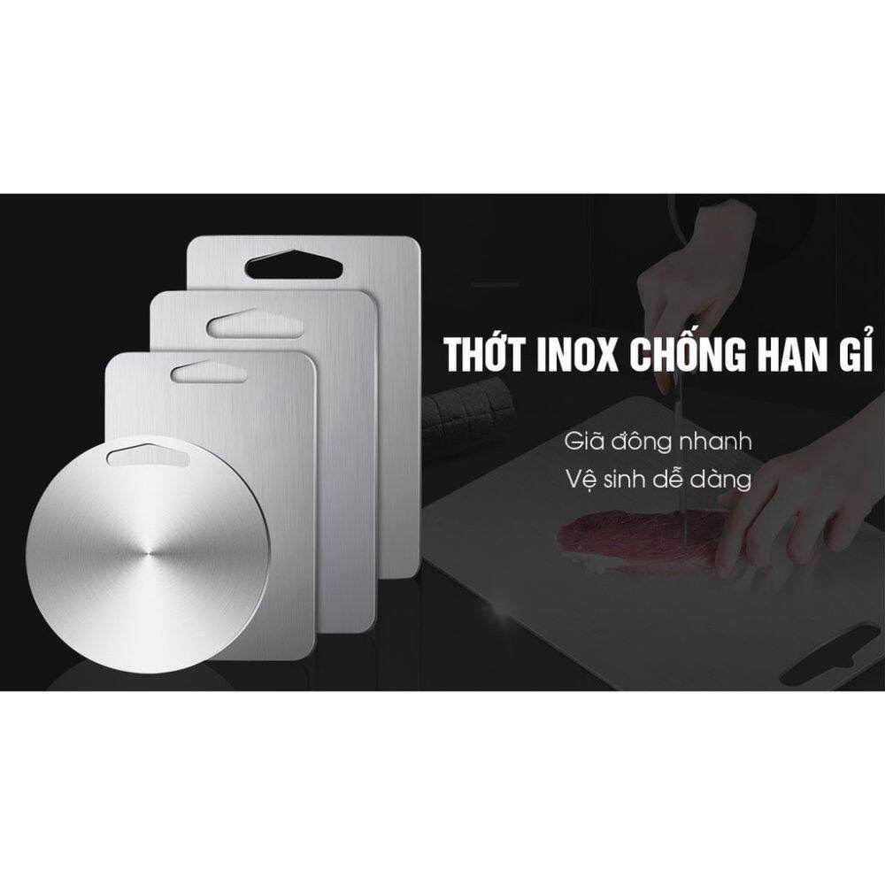 Thớt Inox 304 Cao Cấp Size Lớn Kháng Khuẩn Cường Lực- Vệ Sinh Dễ Dàng- Rã Đông Nhanh - Chống Ẩm Mốc