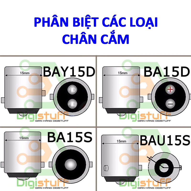 Đèn LED stop ( đèn hậu ) xe máy xe hơi 12V 24V chân tròn 1157