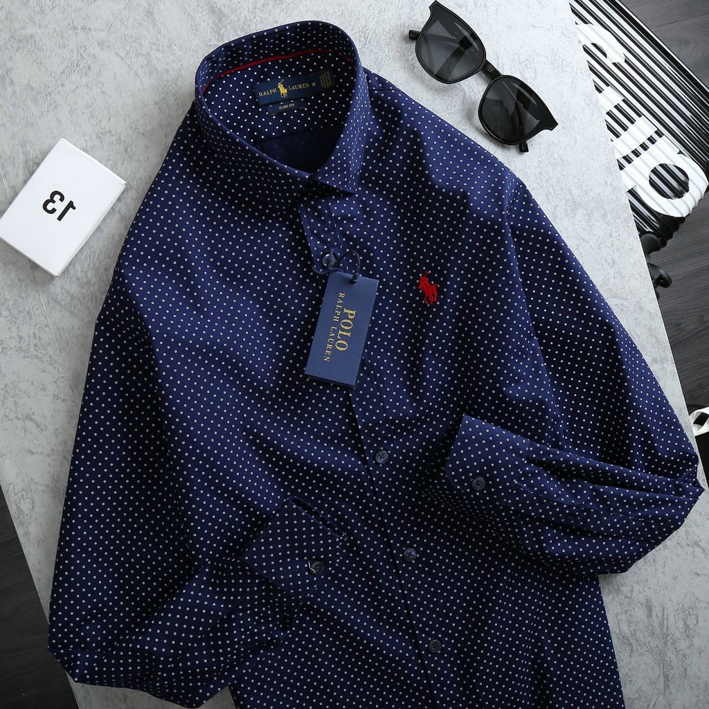 [Cotton lụa] Áo sơ mi nam tay dài Polo Ralph Lauren Shirts Sơ Vin vnxk Mỹ xịn 11 họa tiết nổi