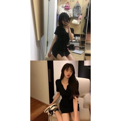 🌸 Váy body cổ V xẻ tà siu sexy COÁ ẢNH THẬT | BigBuy360 - bigbuy360.vn