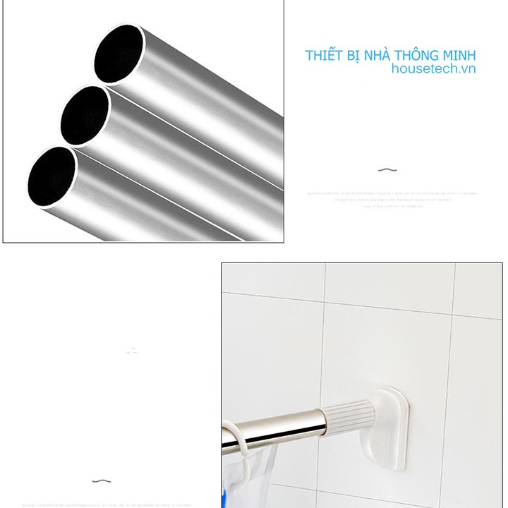 Thanh treo quần áo inox 304 gắn tường thông minh HouseTech 60 - 400cm