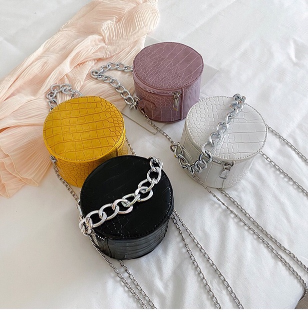Túi Đeo Chéo Mini Tròn Dây Xích Cá Tính Mới 👉 freeship 👉 có sẵn
