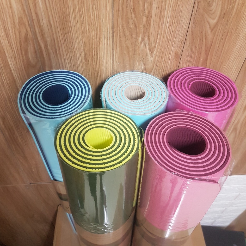 Thảm tập yoga chống trượt định tuyến 2 lớp 6mm cao cấp, Thảm tập gym tại nhà
