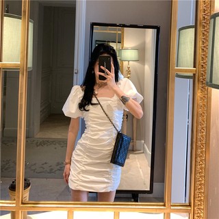 [Hàng oder] (sẵn size S) Váy trắng nhún thân ullzzang