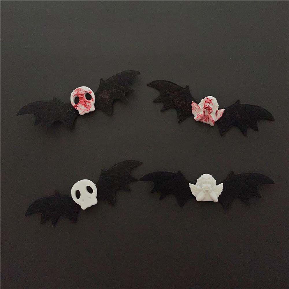 Kẹp Tóc Hình Đầu Lâu Thiên Thần Bằng Nhựa Resin Phong Cách Punk Halloween Cho Nữ