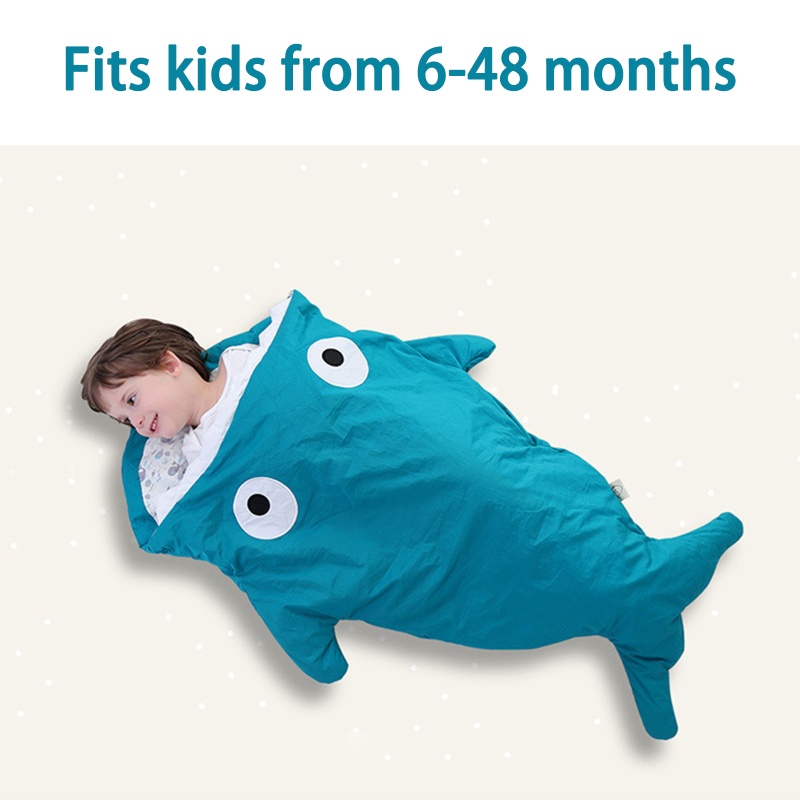 Túi Ngủ Hình Cá Mập Có Khóa Kéo Giữ Ấm Mùa Thu Đông Cho Bé