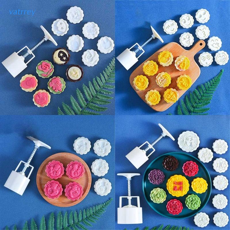 Bộ khuôn làm bánh trung thu 50g họa tiết 3D DIY tiện dụng