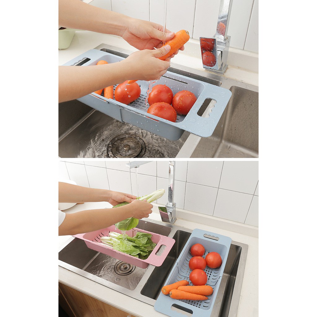 [freeship] Rổ Gác Bồn Rửa Chén Ráo Nước Rau Củ Quả, Úp Chén Rút Gọn Nhựa Lúa Mạch, Giỏ Rút Gọn Gác Bồn Rửa Chén