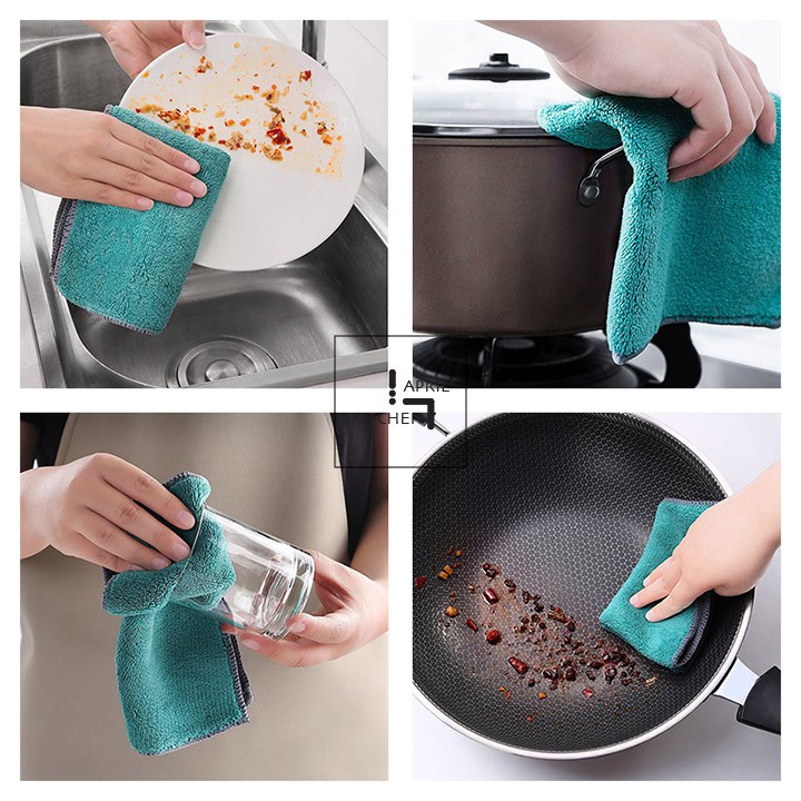 Khăn lau đa năng microfiber lau bếp bát dĩa thấm hút tốt chống dầu mỡ loại to 25x25 | WebRaoVat - webraovat.net.vn