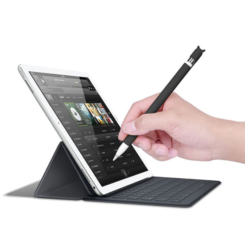 Vỏ Bọc Bảo Vệ Bút Cảm Ứng Apple Pencil Bằng Silicon Chống Lăn Hình Tai Mèo Dễ Thương