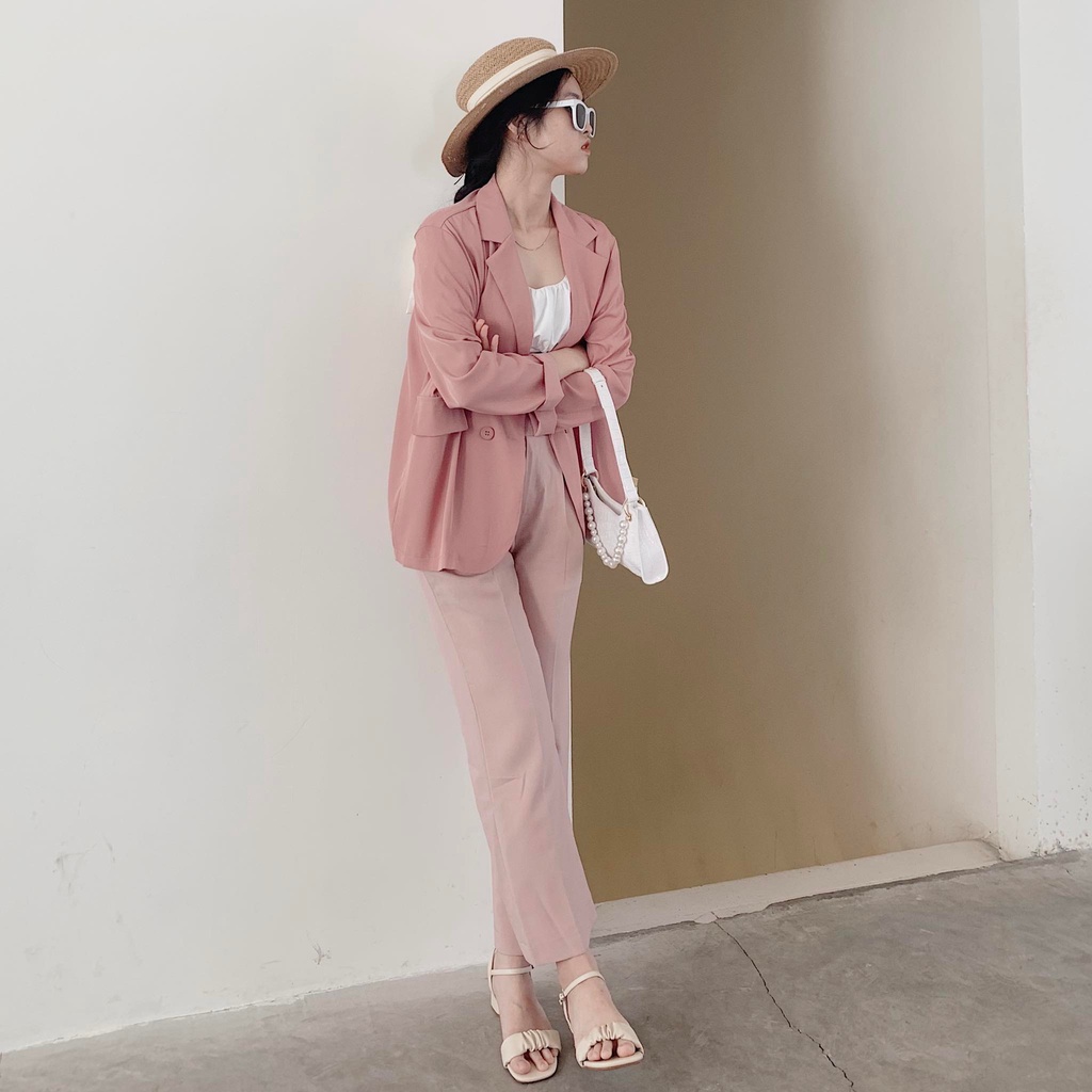 25 STUDIO Quần tây ống suông cạp cao đai lưng bản to Herzi Pants