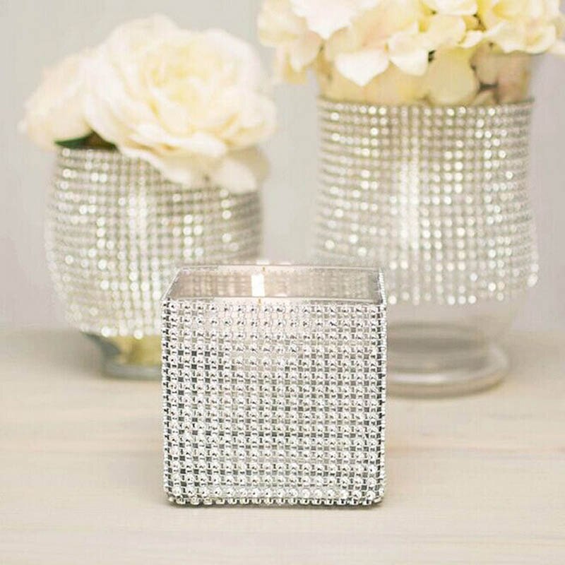 Cuộn Ruy Băng Lưới Kim Cương Acrylic 12cm * 91.5cm Trang Trí Bàn Tiệc Sinh Nhật Đám Cưới DIY