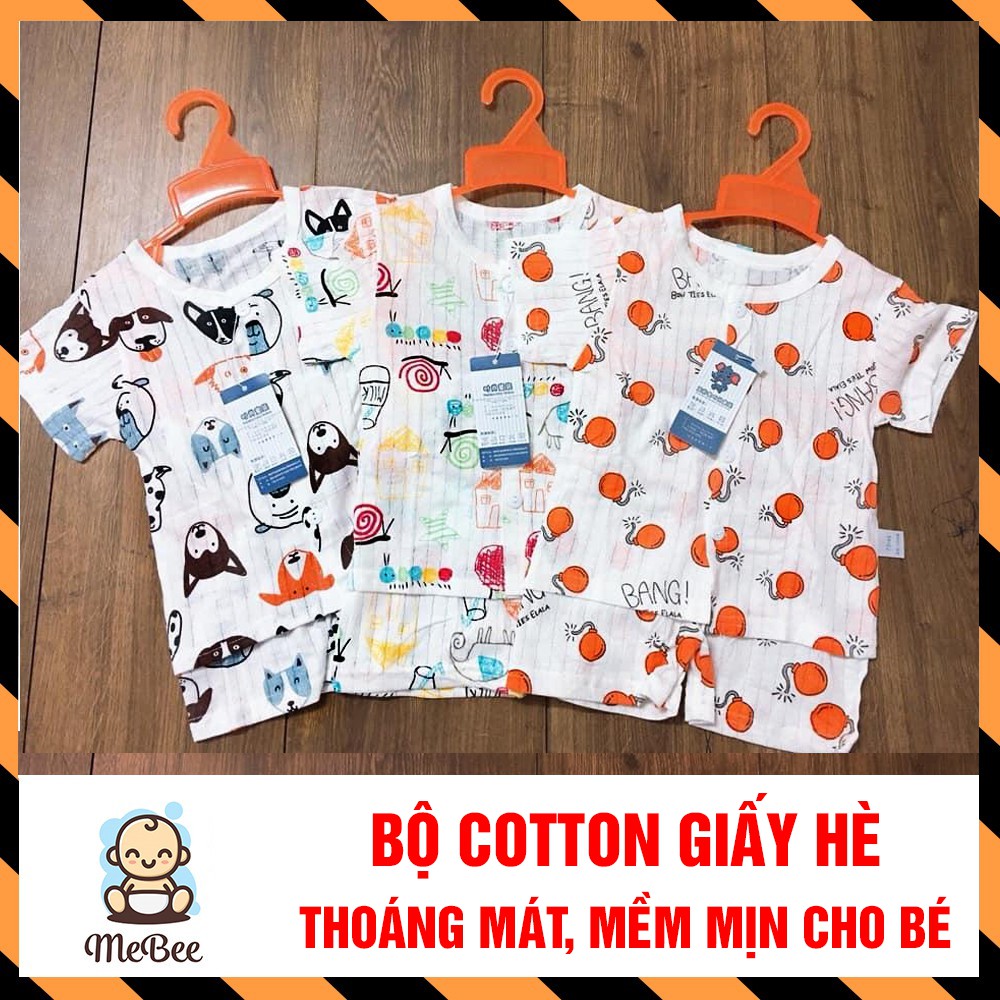 Combo 3 Bộ Cotton Giấy Ngắn tay Mặc Hè Cho Bé (2-14kg)