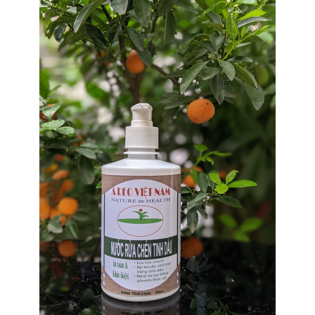 Nước Rửa Chén AREO Tinh Dầu An Toàn Tự Nhiên 100% (480Ml)