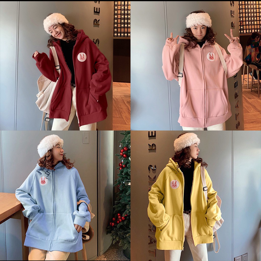 [VIDEO+ẢNH THẬT] ÁO KHOÁC NỈ UNISEX FORM RỘNG THIÊU HÌNH ĐẦU THỎ ULZZANG AK197 TD FASHION | BigBuy360 - bigbuy360.vn