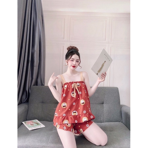 Set đồ bộ 2 dây mặc nhà chất kate lụa siêu mát freesize dưới 60 kí | BigBuy360 - bigbuy360.vn