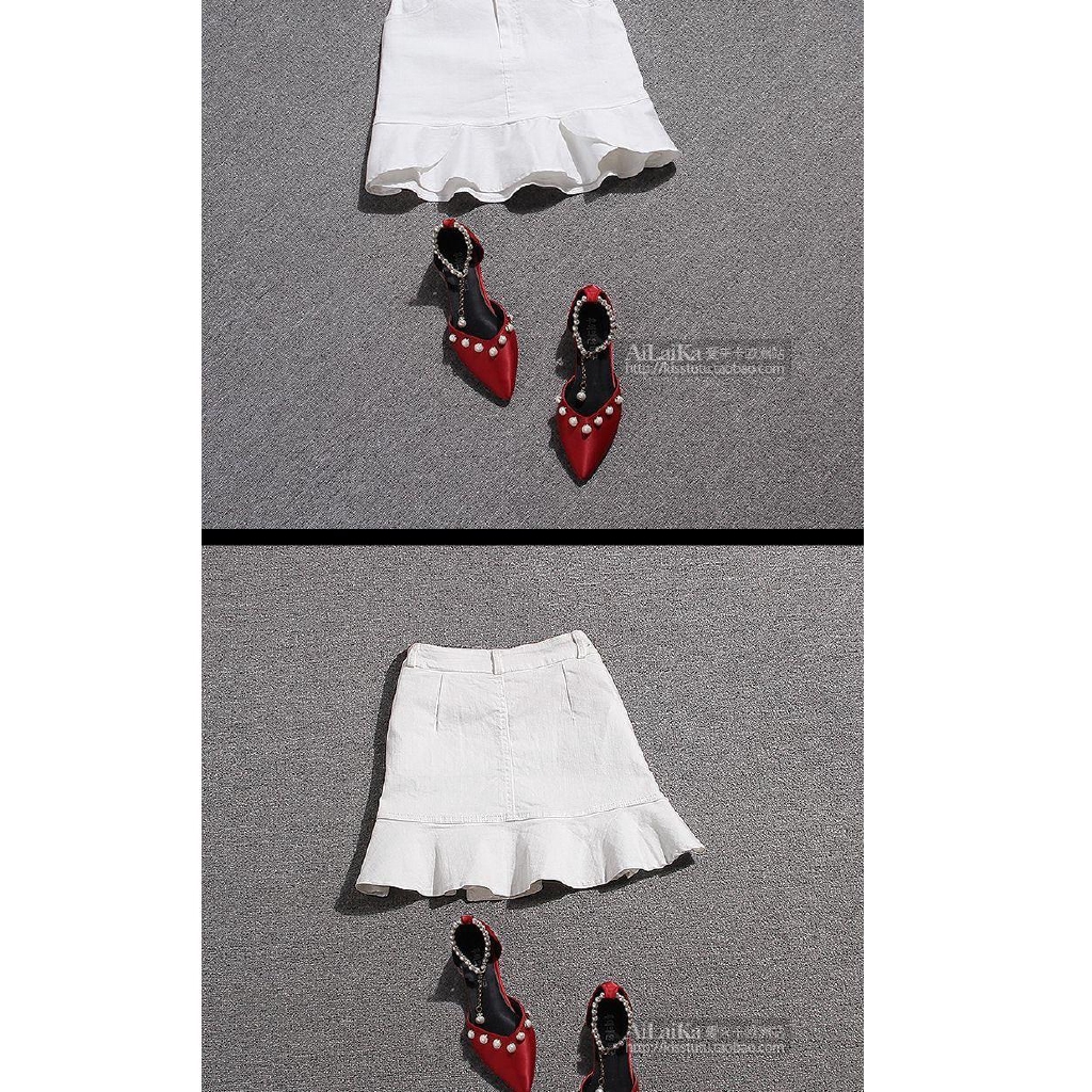 Chân Váy Denim Phối Bèo Xinh Xắn Dành Cho Nữ | BigBuy360 - bigbuy360.vn