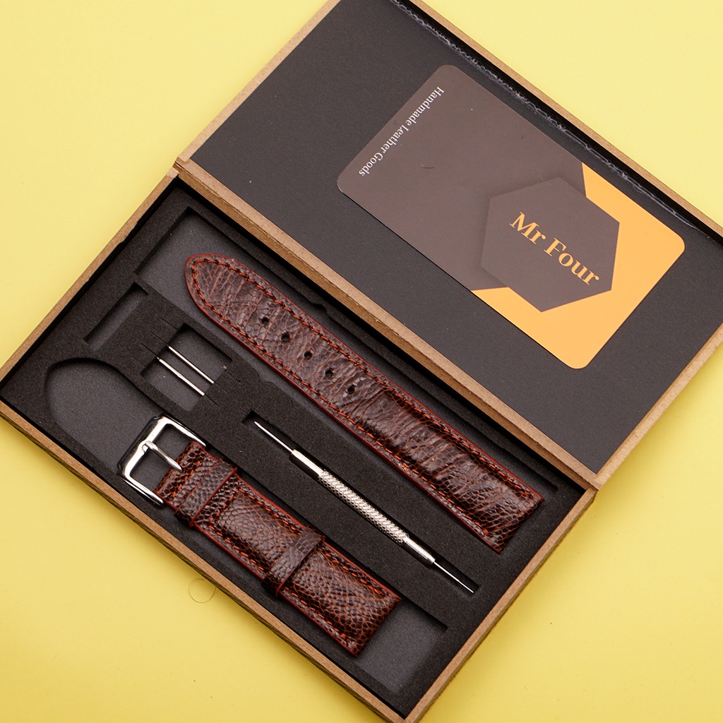 Dây Đồng Hồ Da Đà Điểu Cao Cấp Size 16mm,18mm, 19mm, 20mm, 21mm, 22mm, 24mm | Leather Watch Bands