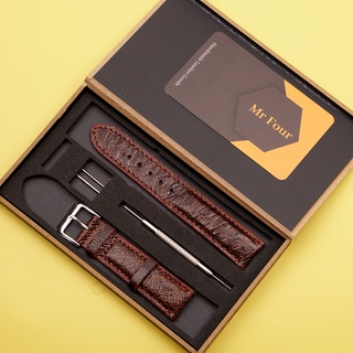 Dây đồng hồ da đà điểu màu nâu đỏ mrfour | ostrich leather watch bands