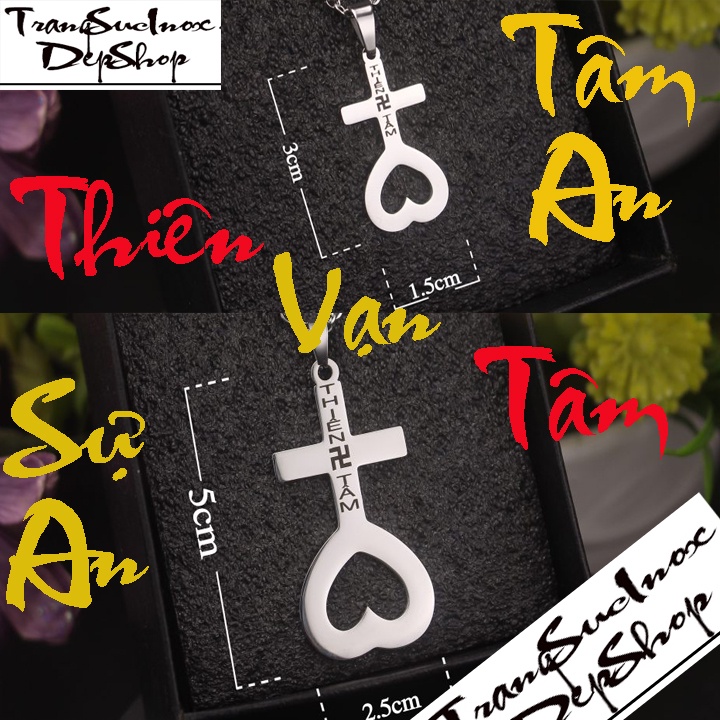 Mặt dây chuyền thiên tâm không đen, không gỉ, sáng đẹp đem lại bình an, may mắn cho người đeo (không dây)