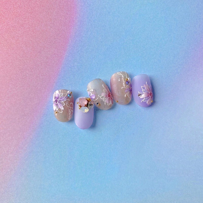 Sticker lụa 5d mẫu hoa cao cấp dán móng tay nail