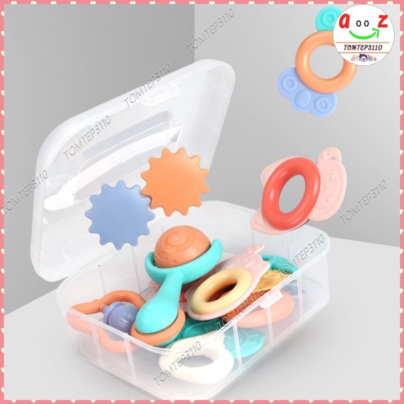 Xúc Xắc Gặm Nướu 10 Chi Tiết Có Hộp Đựng - Bộ Đồ Chơi Cao Cấp Không BPA An Toàn Cho Bé