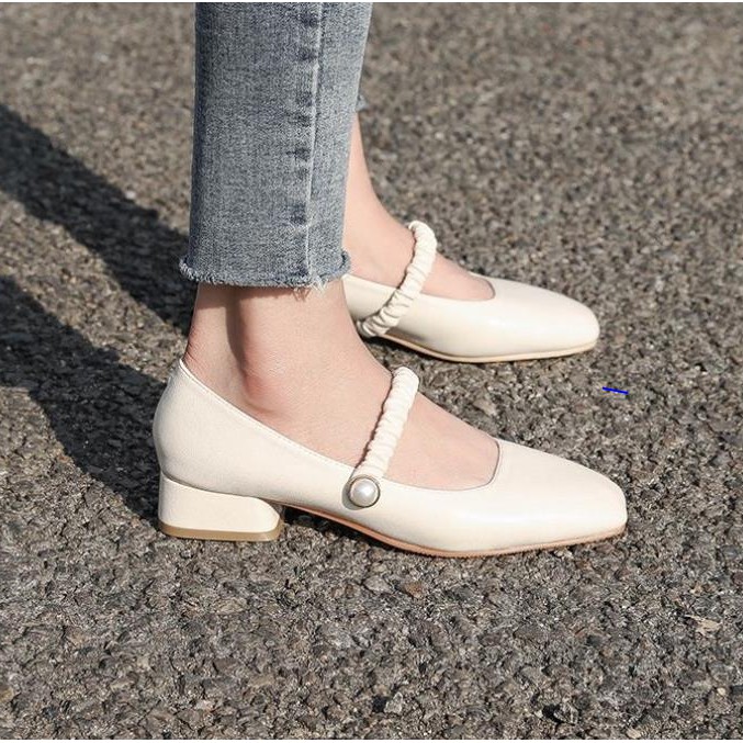 Giày Nữ Gót Thấp Búp Bê VINTAGE MARY JANE, Style Tiểu Thư Quai Ngang, Đế cao 3Cm, Hot Trend
