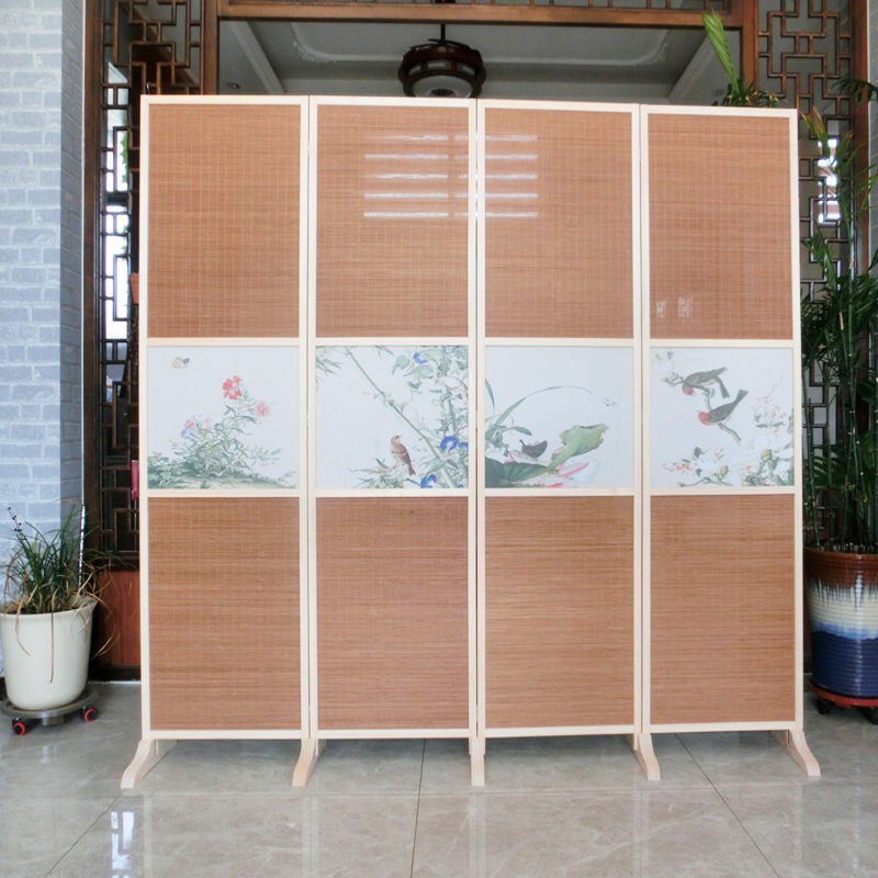 Vách ngăn xếp tre đan bằng gỗ đặc của Trung Quốc với mái hiên sơn di động văn phòng nhà ở khách đơn giản và hiện