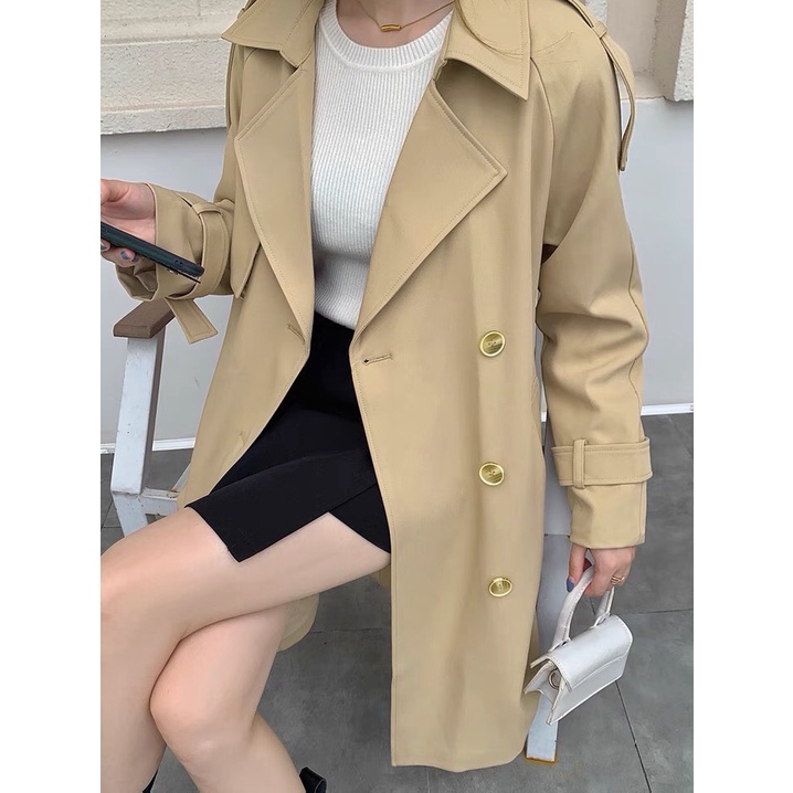 [ORDER TAOBAO]  Áo Trench Coat Size XXS XS Kaki Dáng Dài Có Xẻ Tà Đằng Sau | BigBuy360 - bigbuy360.vn