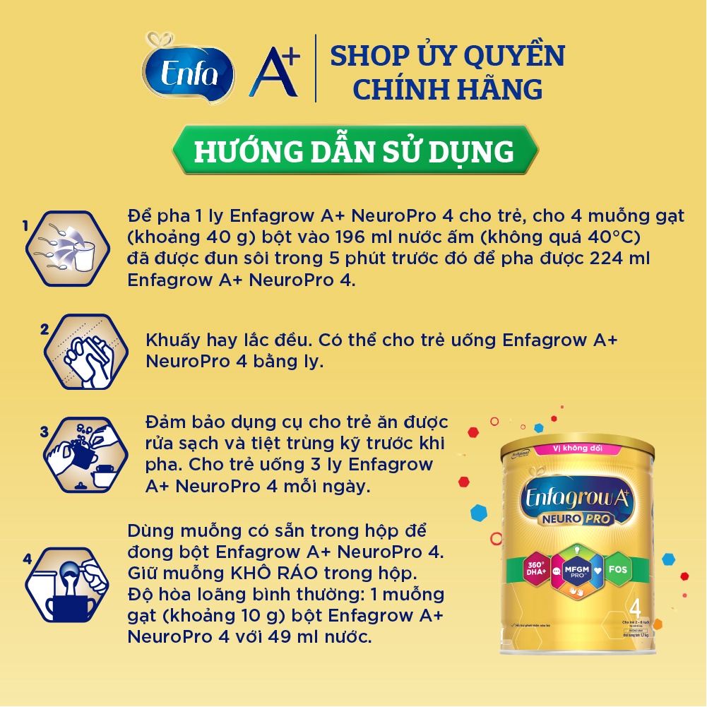 Sữa bột Enfagrow A+ 4 MFGM Pro 1,7kg (2 - 6 tuổi)
