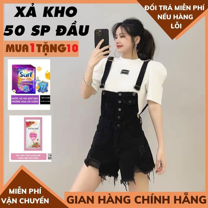 (MUA LÀ CÓ QUÀ+FREESHIP) Yếm short quần sóc  nữ ,rách gối ,kiểu dáng trẻ trung co dãn nhẹ thoải mái ,thời trang 1989