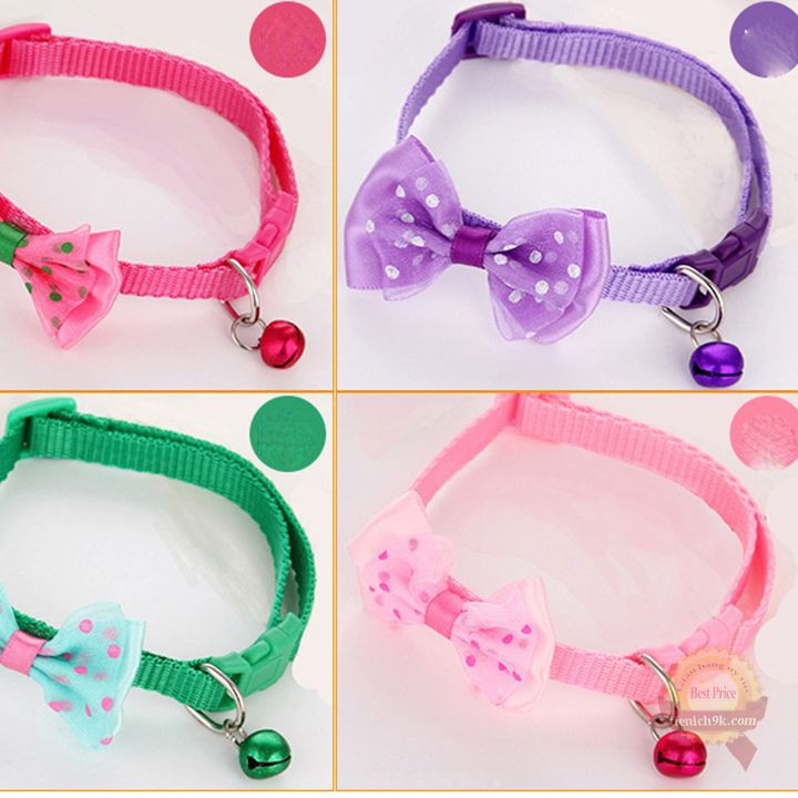 Vòng cổ nơ dễ thương cho thú cưng chó mèo bản to 1cm có đính chuông kêu lơ nhiều màu cute dễ thương