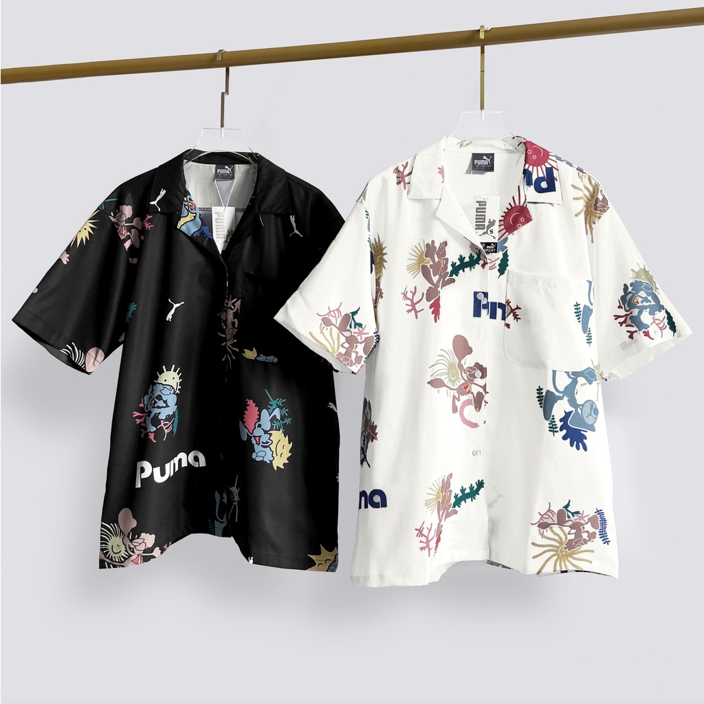Áo Sơ Mi Tay Lỡ Pu.ma Hàng Xuất Xịn, Chất Vải Thoáng Mát