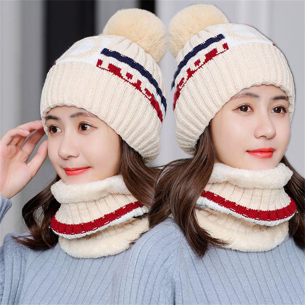 Set Mũ Len Kèm Khăn Choàng Cổ Giữ Ấm Mùa Đông Cho Nam Nữ