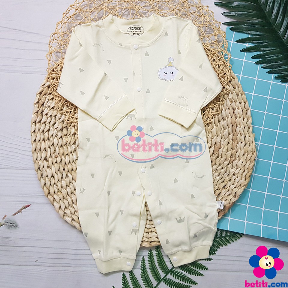 Body Dài Tay Chất Nỉ Cotton Có Cúc Cài Giữa Cho Bé Sơ Sinh