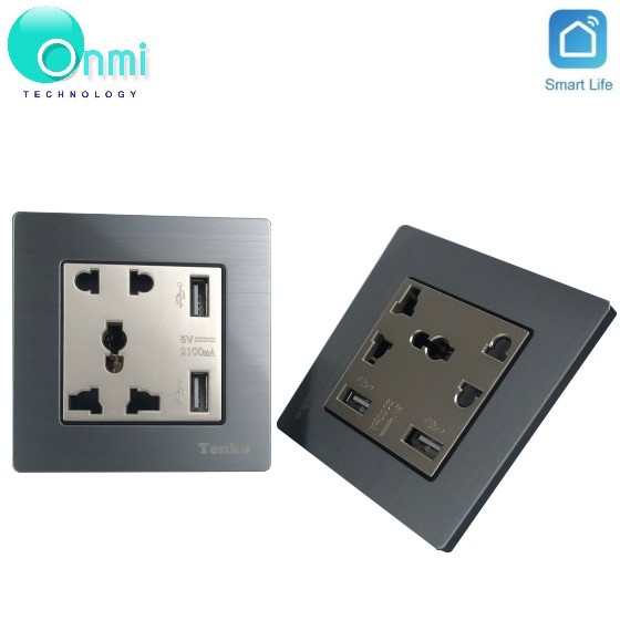 Bán sỉ - Ổ cắm điện đôi + 2 USB âm tường (5V-2100mA), tiện dụng đa năng hàng Tenko - ONMI.VN chính hãng