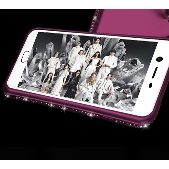 Ốp điện thoại nhựa đa chức năng màu trơn đính đá thời trang cho Vivo Y55 Y66 Y67/V5 Y 69 V3 V3 Max