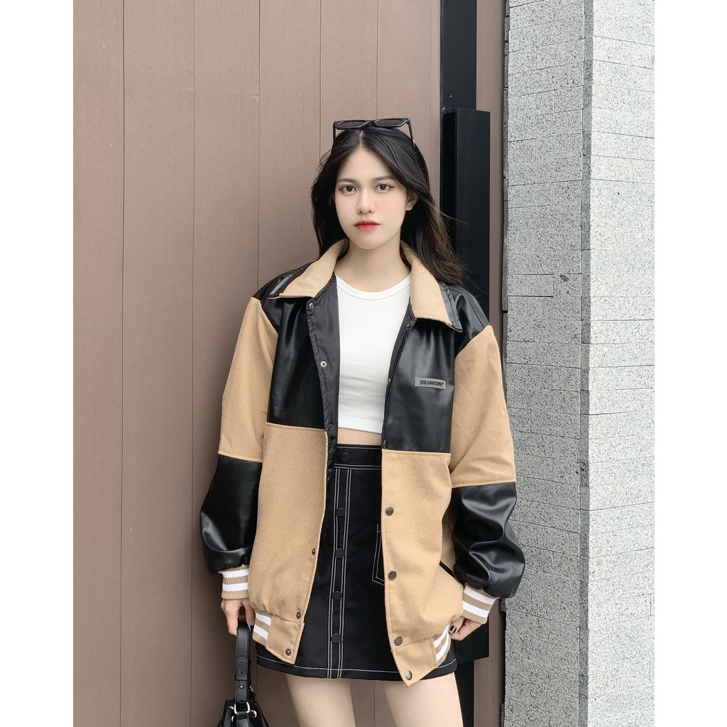 Áo khoác phối da half leather jacket DEJAVU196