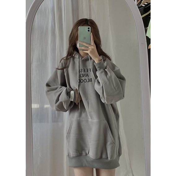 Hoodie thêu chữ uni