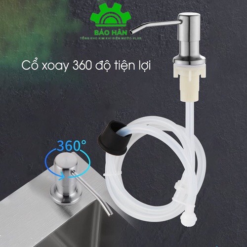 Bộ vòi dẫn nước nước rửa chén inox 304 gắn bồn rửa bát dây dài 1.2met