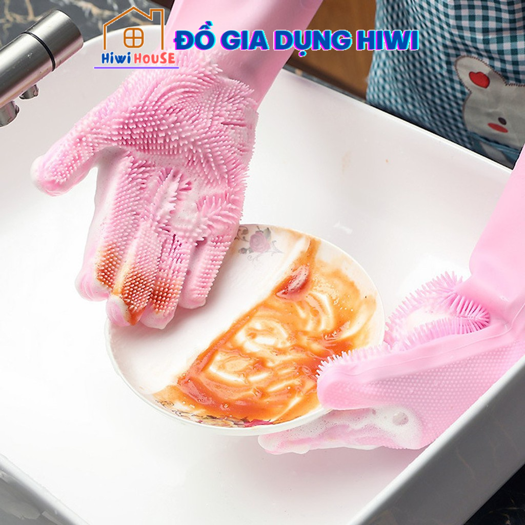 Bao Tay Rửa Chén Silicon, Găng Tay Rửa Chén Bát Silicon Vệ Sinh Nhà Cửa Đa Năng