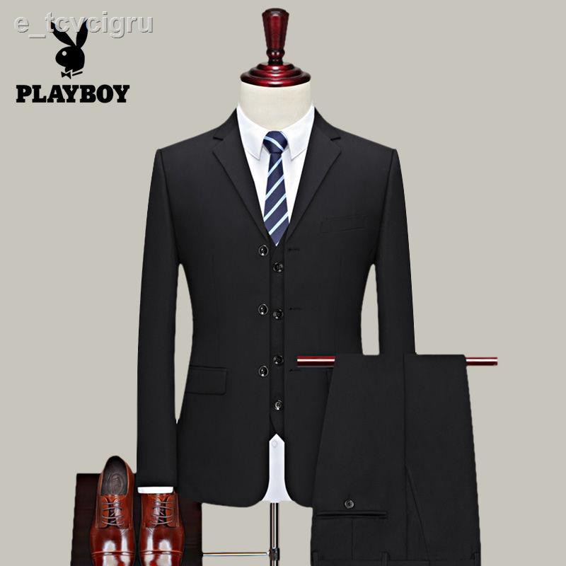 Playboy suit nam đen 5 mảnh cho trẻ và trung niên kinh doanh Chuyên nghiệp trang phục đám cưới trọng