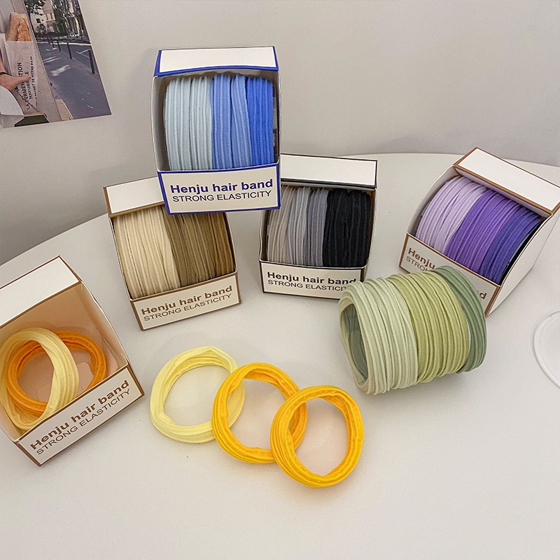 Set 5 Dây Buộc Tóc Cao Su Co Giãn Tốt Thiết Kế Đơn Giản Cho Nữ