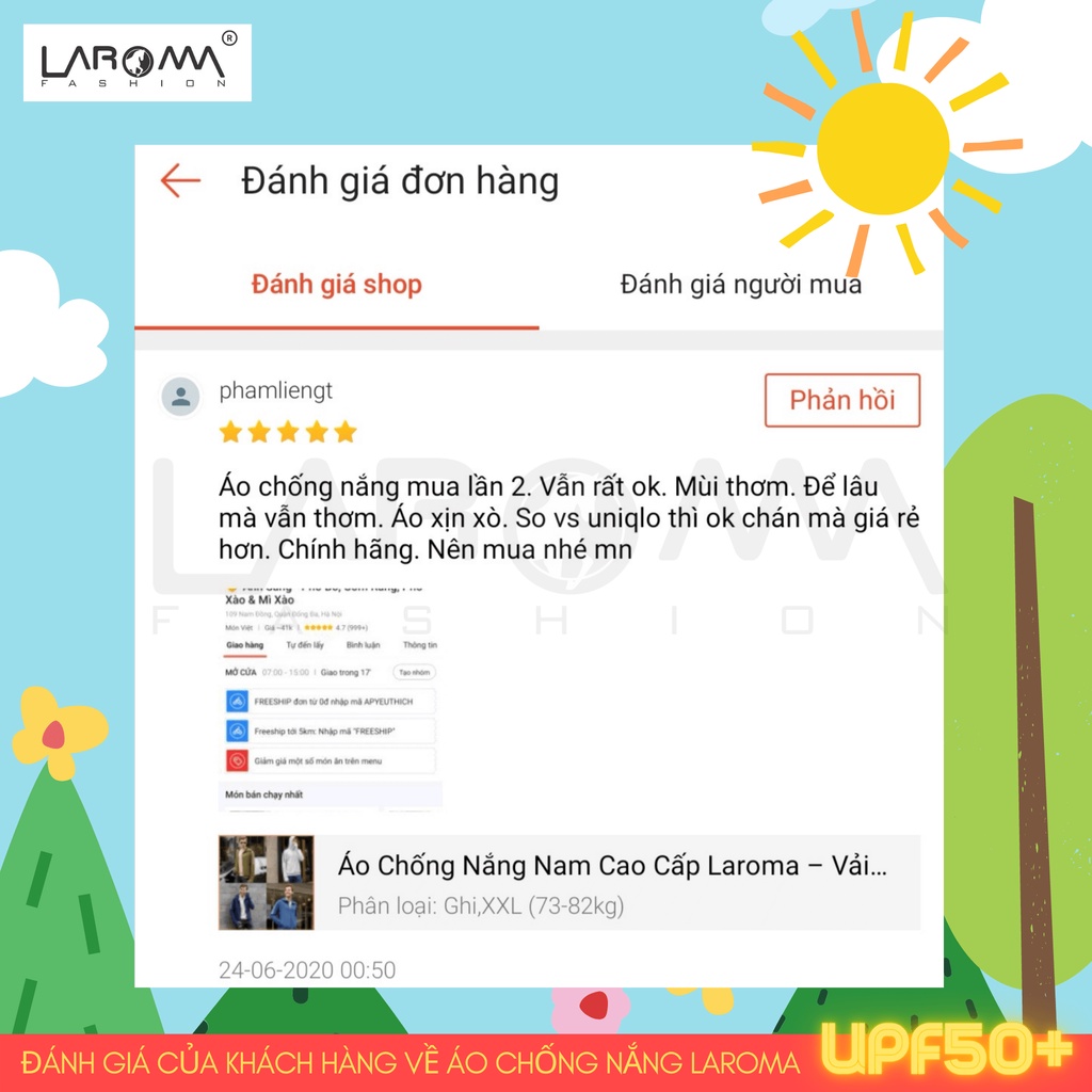 Áo chống nắng nam Laroma UPF50+ | Làm mát | Kháng khuẩn | Khử mùi