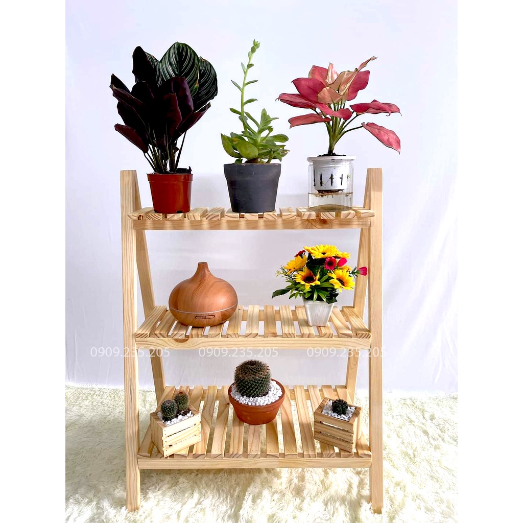 Kệ Chữ A Trang Trí - Kệ Gỗ Để Cây Cảnh - Kệ Gỗ Thông Đa Năng