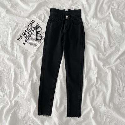 Quần jean bó cắt gấu cạp cao ulzzang 6835