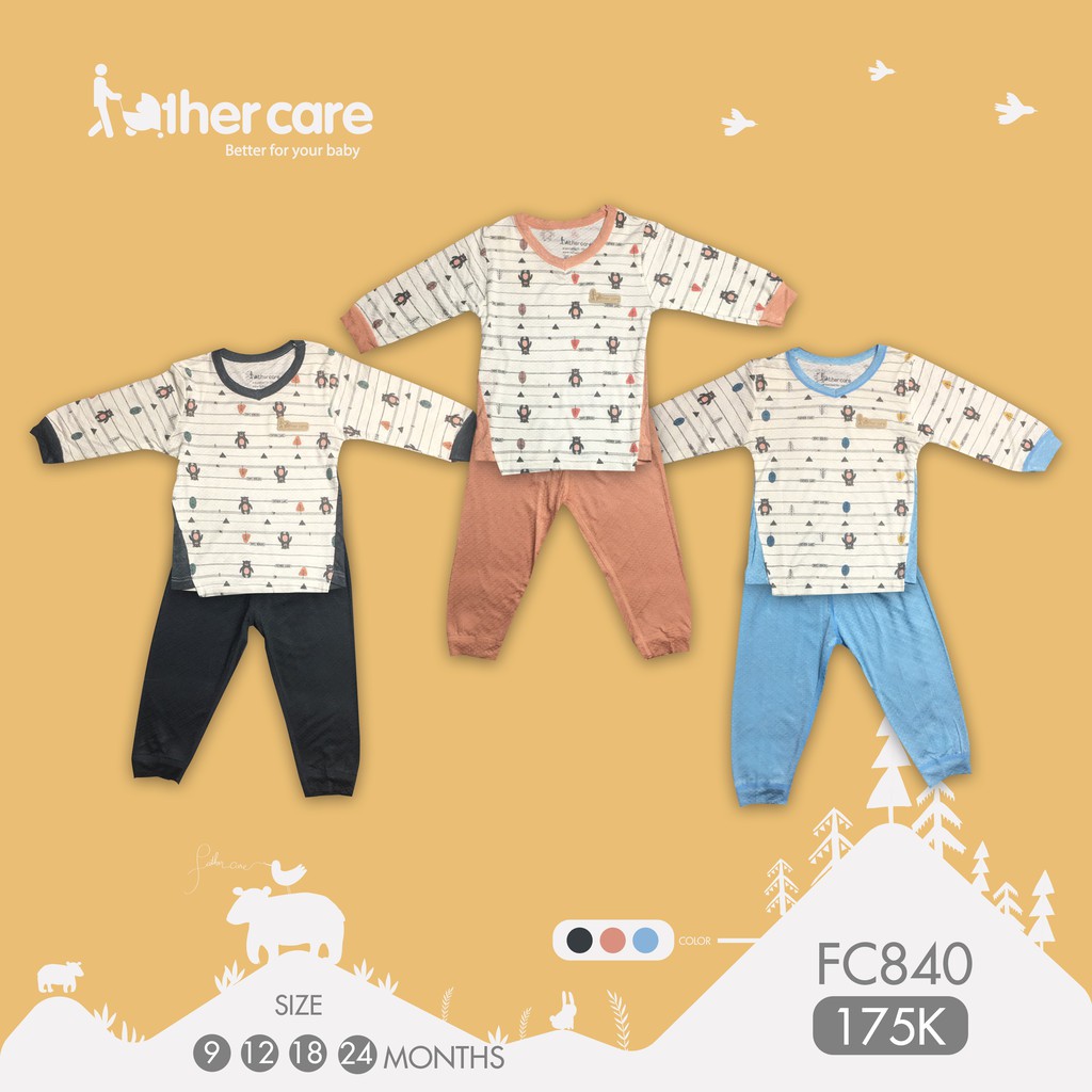 Bộ Quần Áo FatherCare trẻ em Cổ tim DT - Gấu  FC840