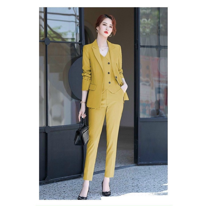 Set Áo Vest 2 Lớp Tay Dài + Quần Dài + Ghi Lê TJ33 - Vàng
